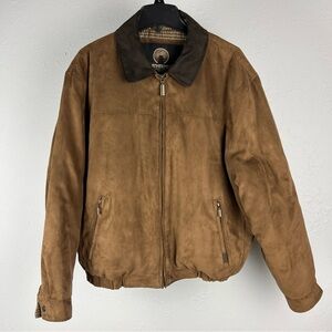 Weatherproof Men's Large Jacket Zip Up Wool Blend Insulated Coat Brown GUC